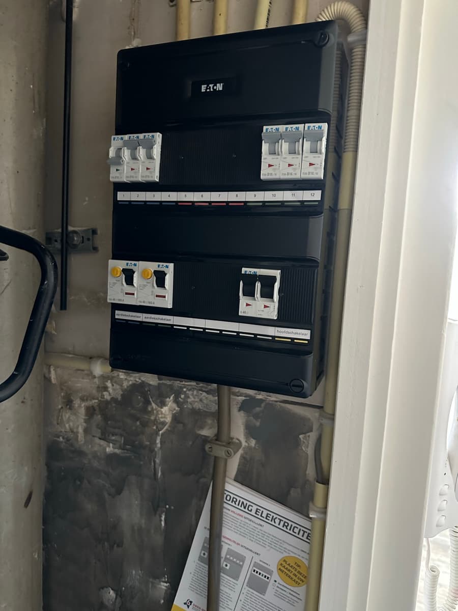 Afgeronde groepenkast-installatie